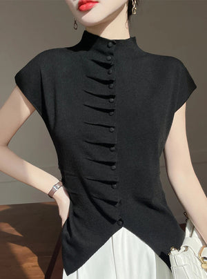 VILZSTUDIOS Luxurious Chinese Style Wool Blouse