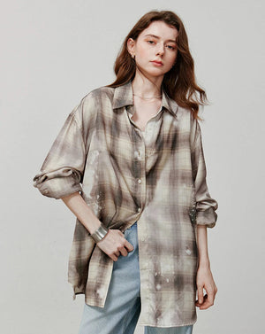 VILZSTUDIOS Vintage Plaid Loose Shirt