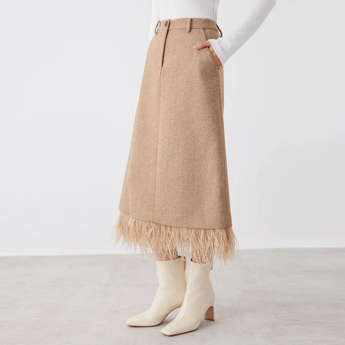 VILZSTUDIOS Luxury High Quality Wool Skirt Womens