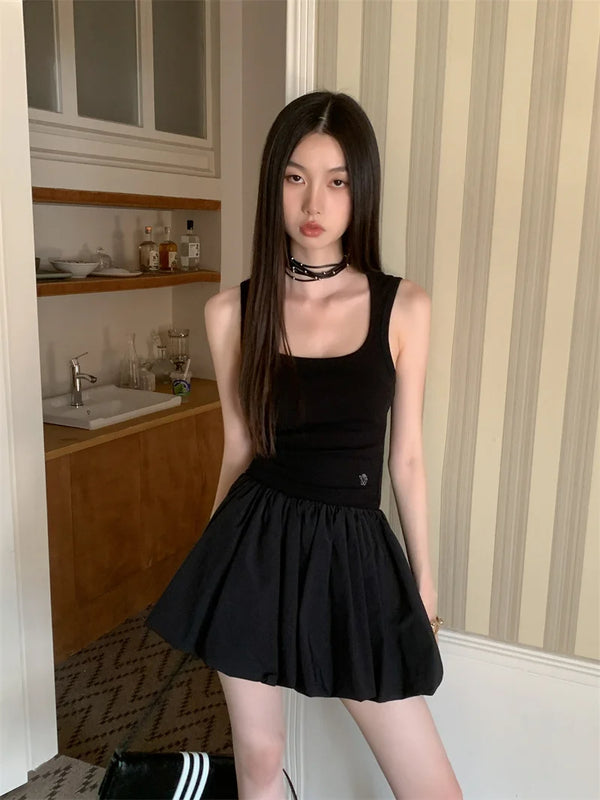 Black Ribbed Knit Bodycon Mini Dress