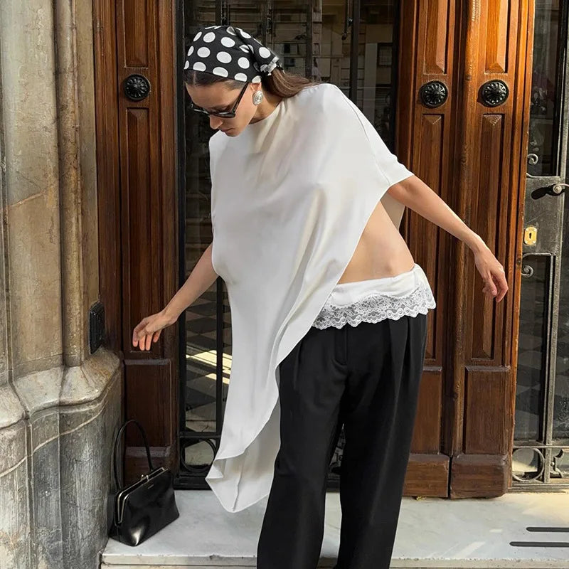 VILZSTUDIOS Elegant Loose Blouse with Shoulder Pads