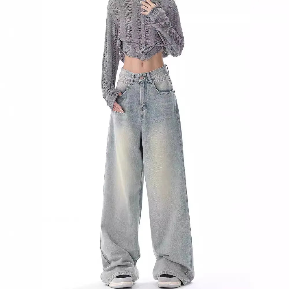 VILZSTUDIOS Vintage Distressed Wide Leg Jeans