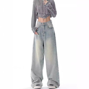 VILZSTUDIOS Vintage Distressed Wide Leg Jeans