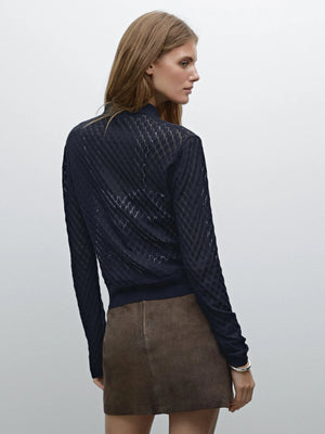 VILZSTUDIOS Knitted Polo Collar Long Sleeve Sweater