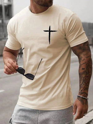 VILZSTUDIOS Oversized Cross Print Loose Summer T-Shirt