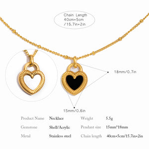 VILZSTUDIOS Black & White Double-sided Heart-shaped Pendant Necklace