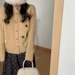 VILZSTUDIOS Stylish Ruffled Lace Collar Knit Cardigan