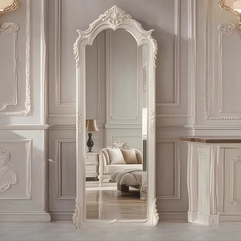 VILZSTUDIOS French retro full-length mirror European white floor-to-ceiling full-length mirror bedroom cloakroom wall wall wall fireplace de