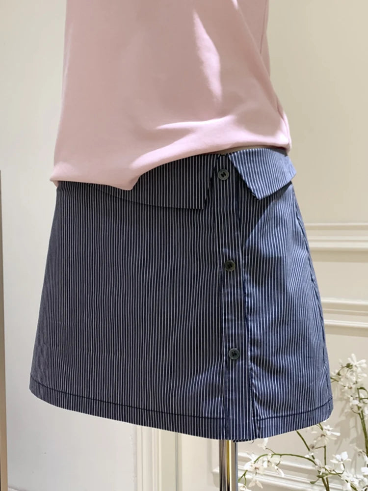 VILZSTUDIOS Retro High Waist Striped Skirt Pants