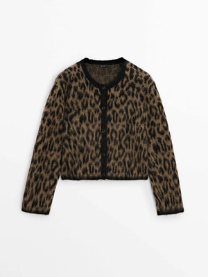 VILZSTUDIOS Vintage Leopard Print Cardigan
