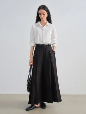 VILZSTUDIOS Minimalist Contrast Trim Cotton Shirt