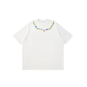 VILZSTUDIOS Oversized Floral Chain Embroidered Loose T-Shirt