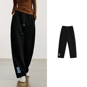 VILZSTUDIOS Green Velvet Embroidered Drawstring Sweatpants