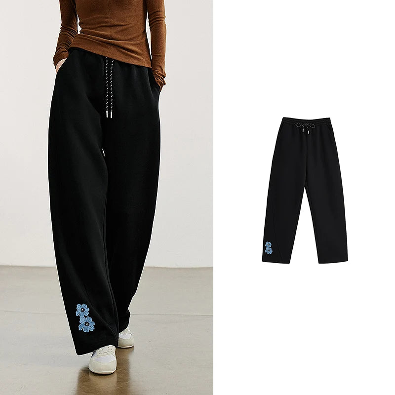 VILZSTUDIOS Green Velvet Embroidered Drawstring Sweatpants