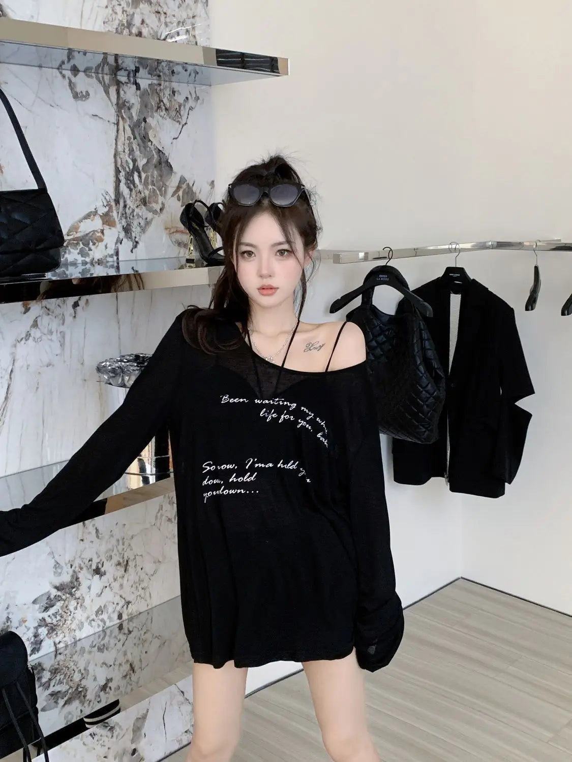 VILZSTUDIOS Sheer Mesh Cover-Up T-Shirt