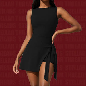 VILZSTUDIOS Captivating Black Sleeveless Mini Dress Asymmetric
