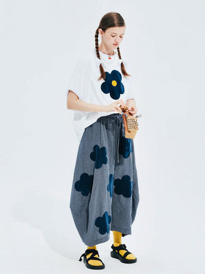 VILZSTUDIOS Floral Patch Loose Summer Women T-Shirt