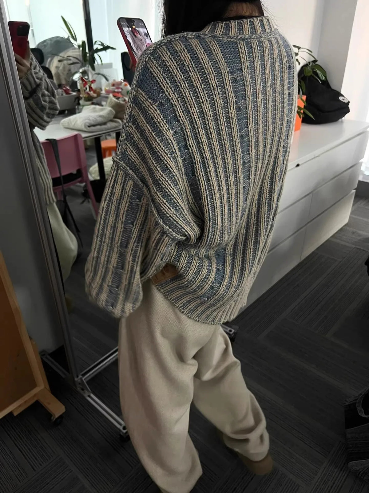 VILZSTUDIOS Contrast Color Retro Striped Knitted Sweaters