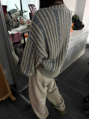 VILZSTUDIOS Contrast Color Retro Striped Knitted Sweaters