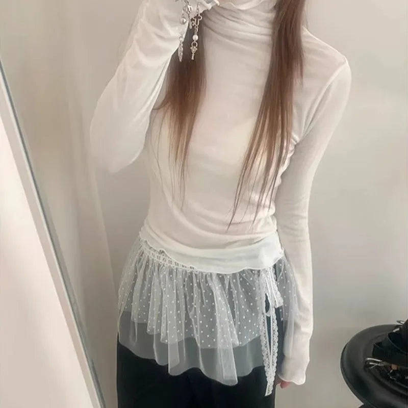 VILZSTUDIOS White Lace Polka Dot Embroidered Skirt