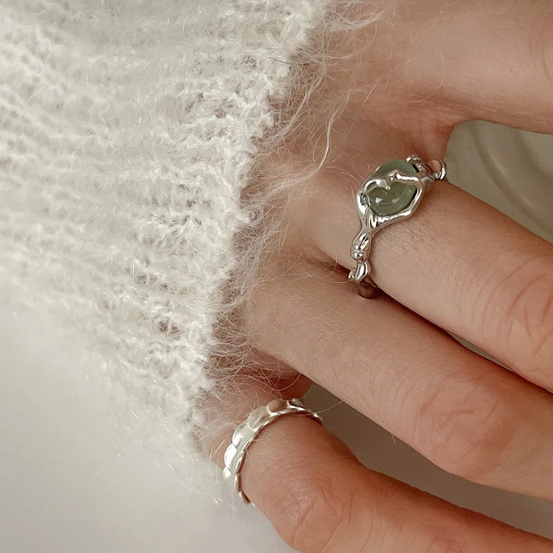 VILZSTUDIOS Irregular Vintage Liquid Lava Silver Ring
