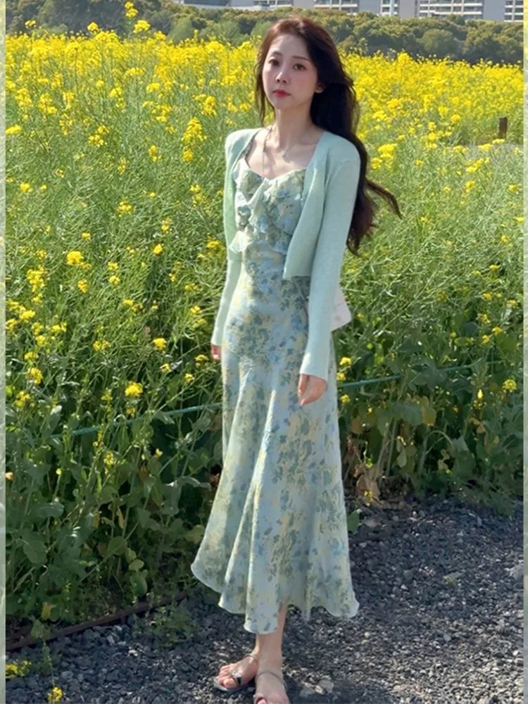 VILZSTUDIOS French Floral Print Slimming Waist Dress
