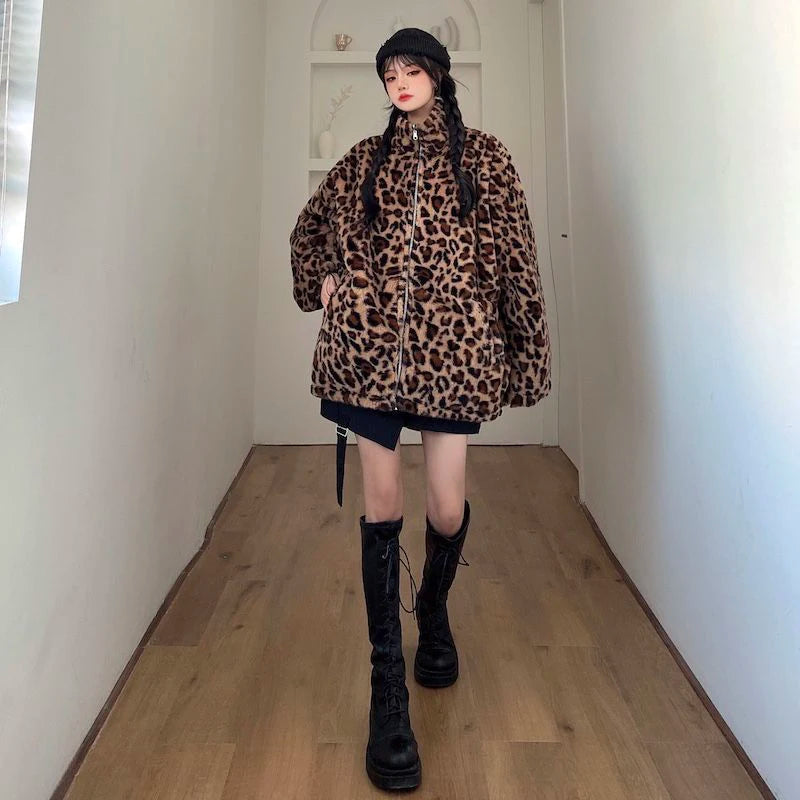 VILZSTUDIOS Leopard Print Oversized Jacket
