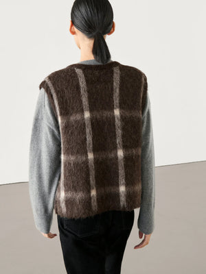VILZSTUDIOS Chic Checkered Knitted Vest