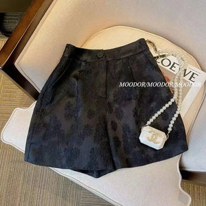 VILZSTUDIOS Chinese Retro Jacquard High Waist Shorts