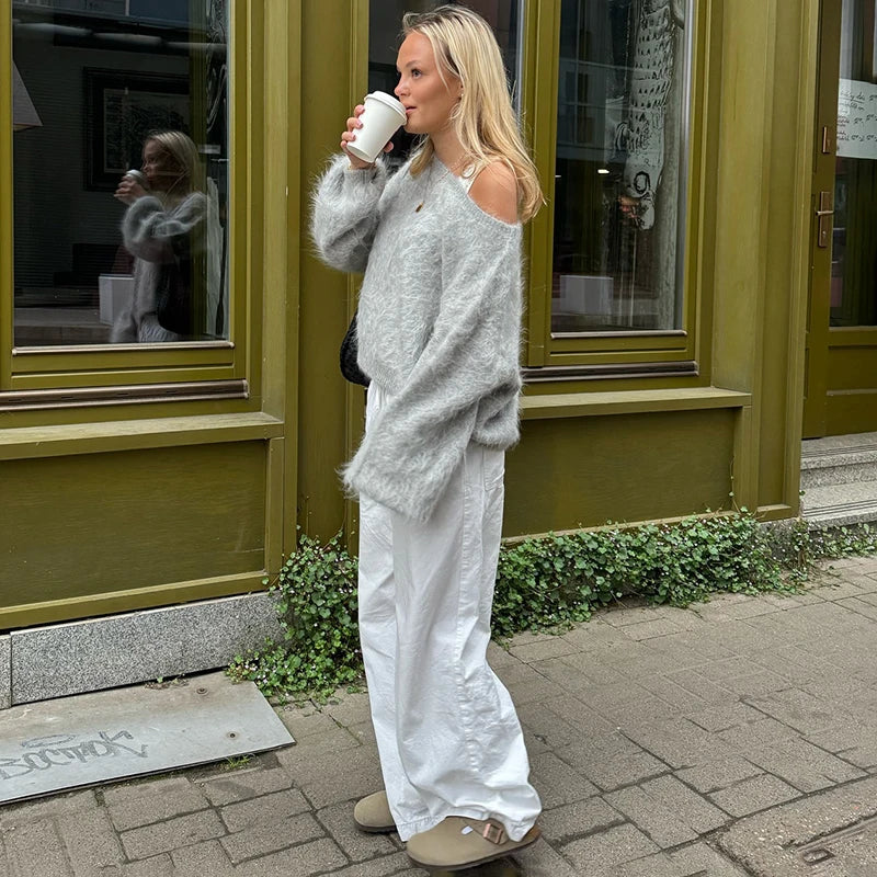 VILZSTUDIOS Cozy Mink Off-Shoulder Sweater