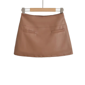 VILZSTUDIOS Elegant Black Leather Mini Skirts Women