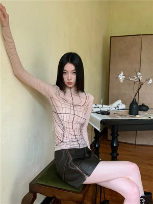 VILZSTUDIOS Stylish Mesh Long Sleeve Top