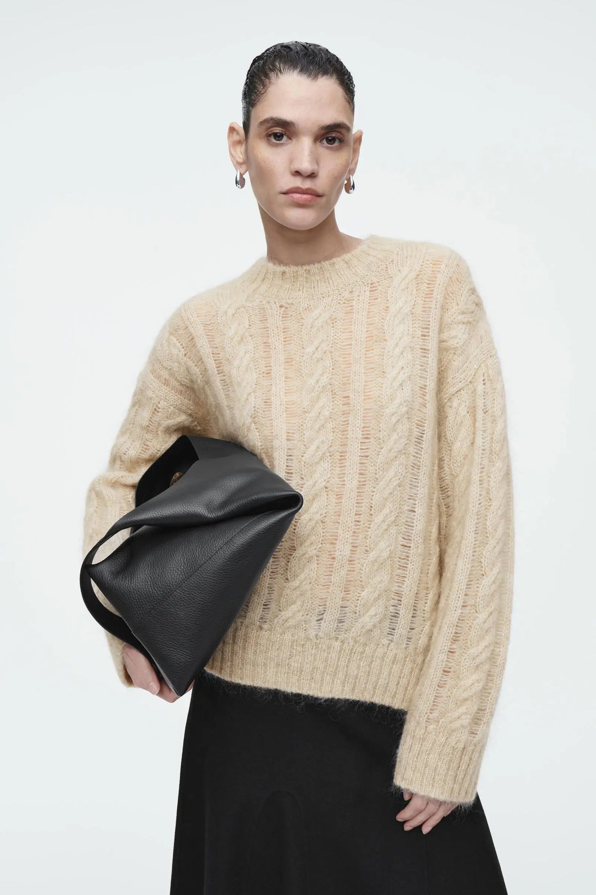 VILZSTUDIOS Champagne Classic Twist Knit Sweater