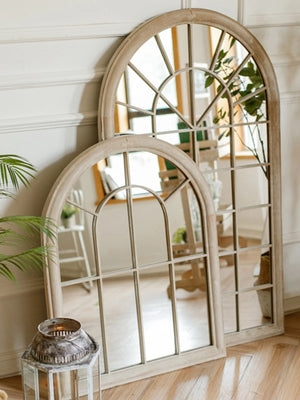 VILZSTUDIOS Huohan retro fake window decoration French wall-mounted mirror floor-to-ceiling fitting entrance living room fireplace mirror B