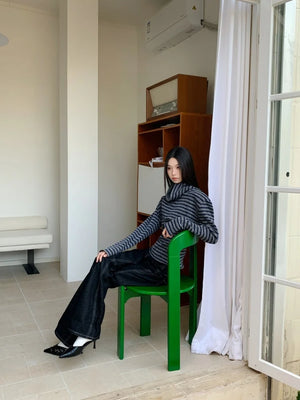 VILZSTUDIOS Striped Long Sleeve Turtleneck Top