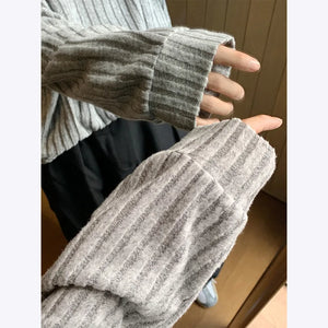 VILZSTUDIOS Oversized Striped Casual Long-Sleeved Sweater