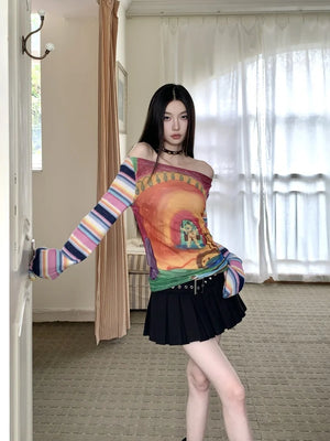 VILZSTUDIOS Funny Halloween Off-Shoulder Top