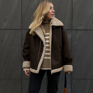 VILZSTUDIOS Retro Warm Contrast Suede Jacket