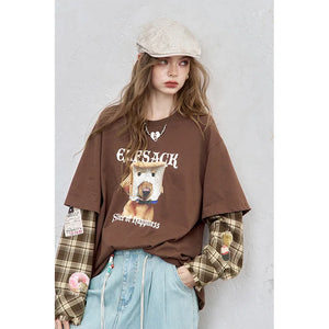 VILZSTUDIOS Checkered Loose Sleeve Top