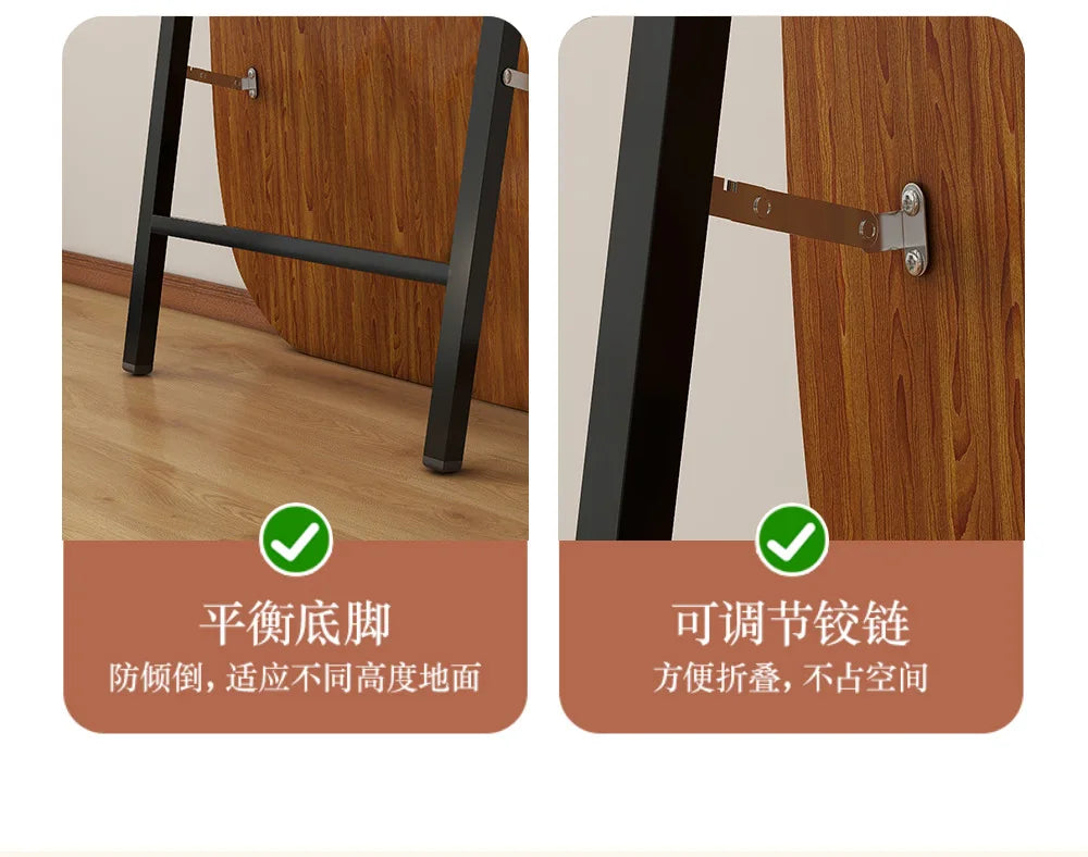 VILZSTUDIOS Bedroom Wooden Mirror Circular Standing Oval Big Decoration Full Body Modern Mirror Living Room Floor Espelhos Home Decorations