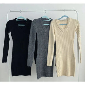 VILZSTUDIOS Elegant Basic Knitted Mini Dress