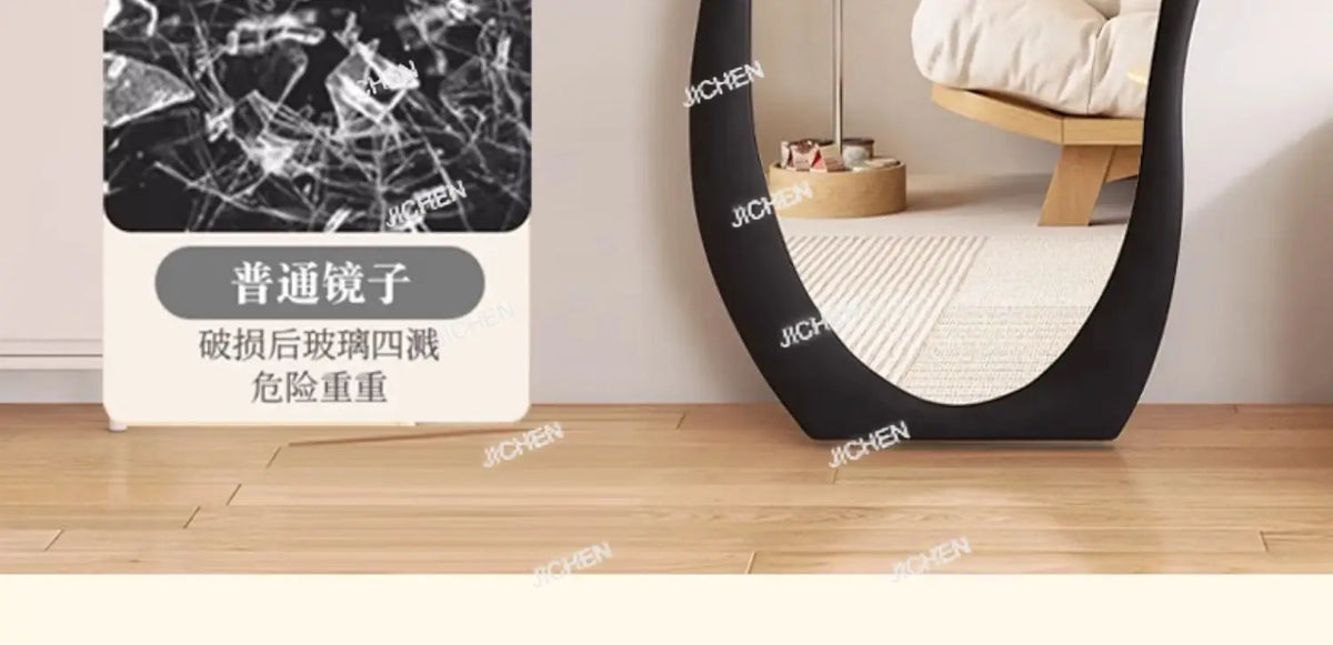 VILZSTUDIOS Full-length mirror Floor-to-ceiling Bedroom full-length mirror Special-shaped irregular cream ins wind fitting mirror
