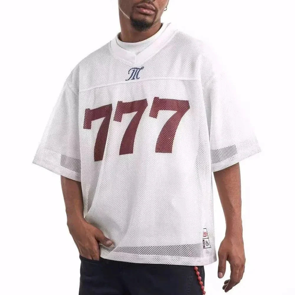 VILZSTUDIOS Breathable Mesh Hollow Short-Sleeved Retro T-Shirt