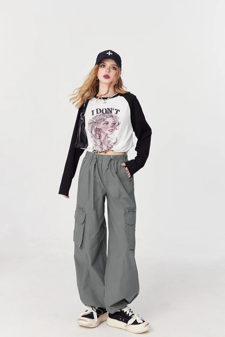 VILZSTUDIOS Color Block Cartoon Print Long Sleeve Top