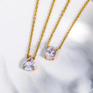 VILZSTUDIOS 18K Gold Water Drop Oval Lab Diamond Necklace