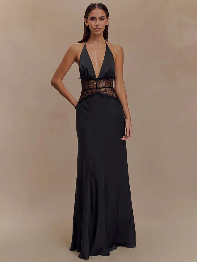 VILZSTUDIOS Backless Elegant Lace Maxi Dress