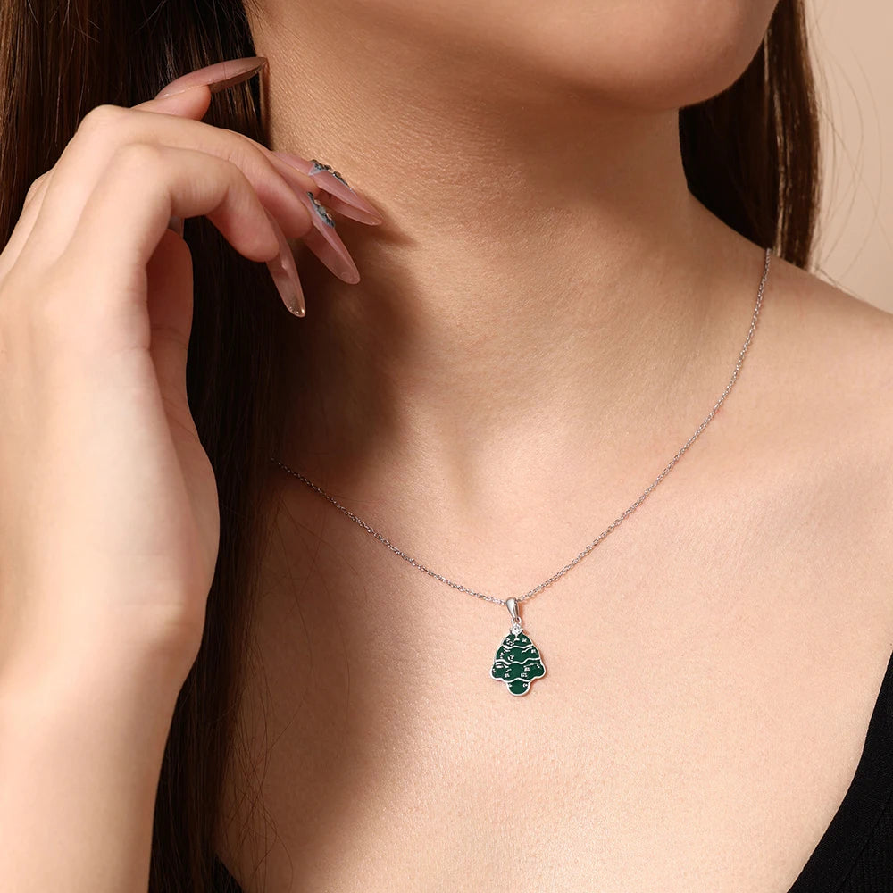 VILZSTUDIOS 925 Sterling Silver Moissanite Christmas Tree Necklace