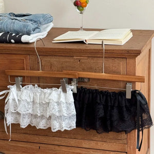 VILZSTUDIOS Lace-Up Ruffled Layered Mini Skirt