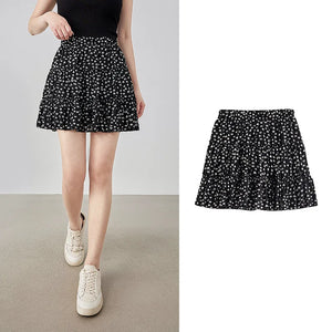 VILZSTUDIOS Floral Bubble Wrinkled Summer Mini Skirt