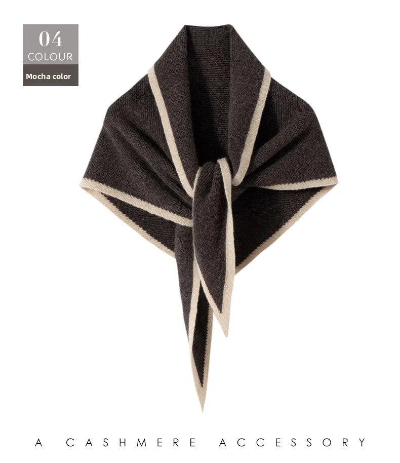 VILZSTUDIOS Imitation Cashmere Color Blocked Knitted Triangle Scarf Versatile Comfortable Soft Neck Protecting Thickened  Warm Shawl Scarf